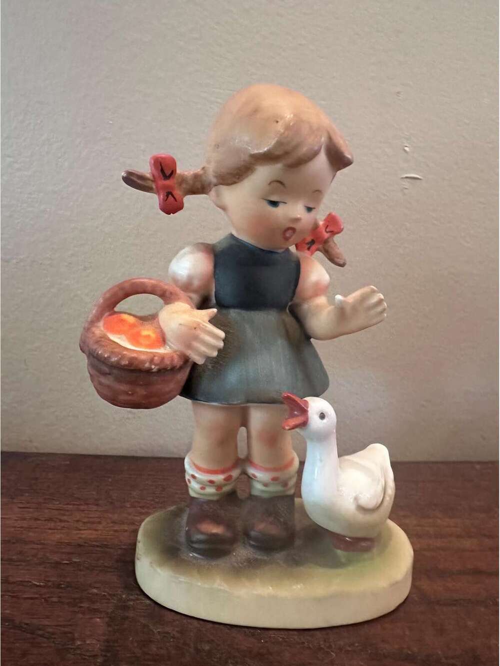 Vintage Kelvin's Japan Girl with Goose Figurine